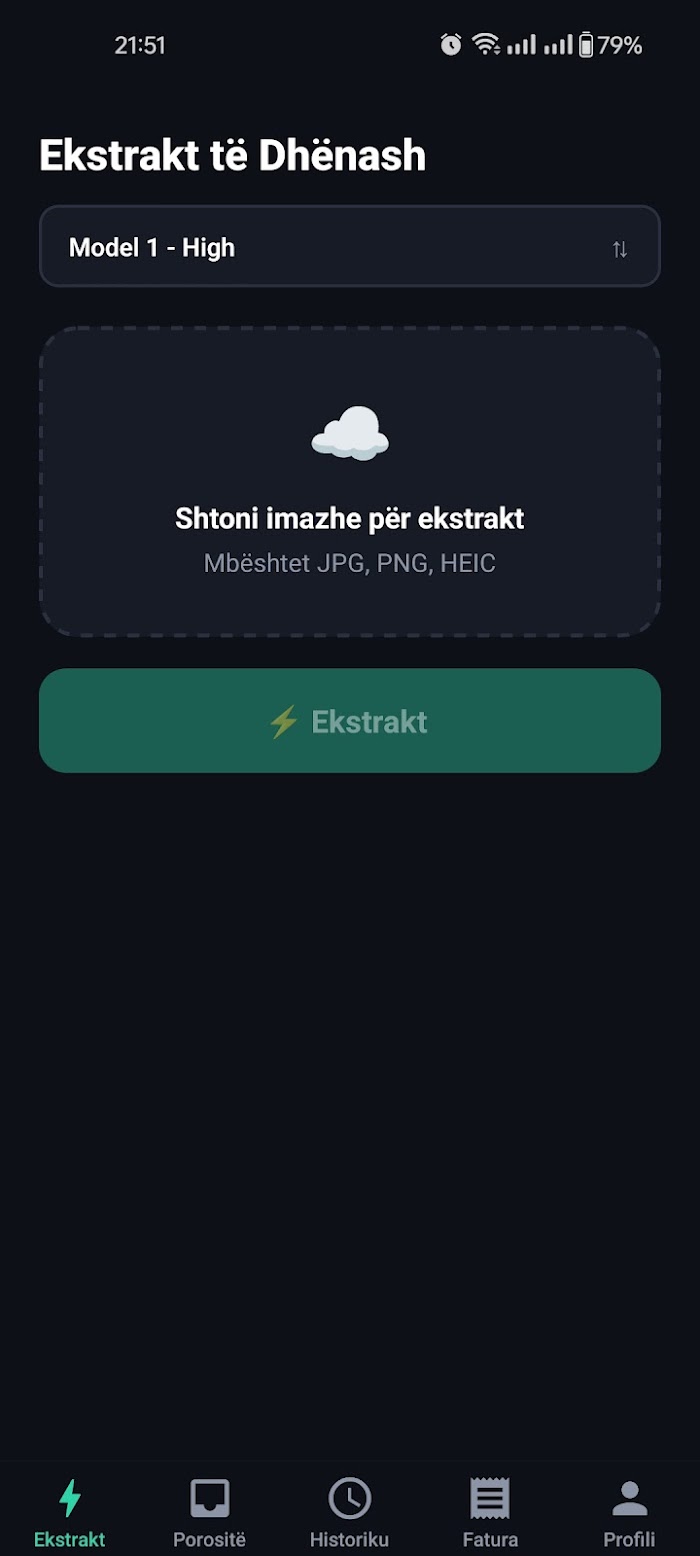 Smart Extract mobile extraction screen